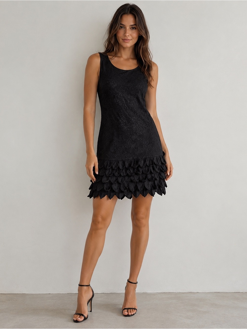 Alice + Olivia Black Lace Petal-Hem Dress – Size M